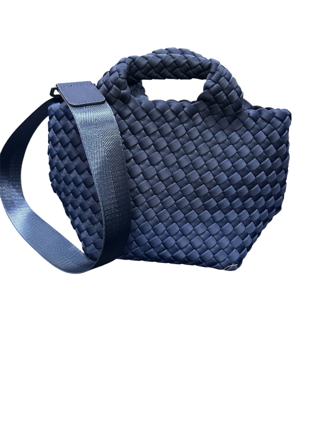Naghedi Deep Navy Braided Mini Tote With Wide Shoulder Strap
